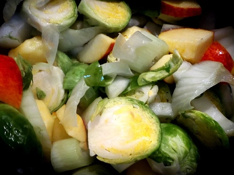 Fennel, Brussel Sprout & Apple Sautee