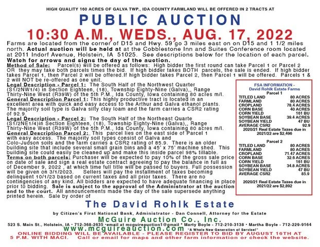 The David Rohlk Estate - Land Auction
