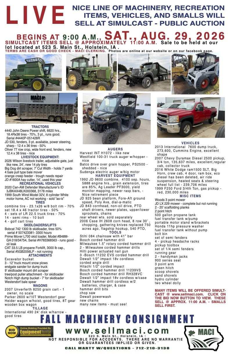 8/29 - Machinery Auction: Live with Simulcast