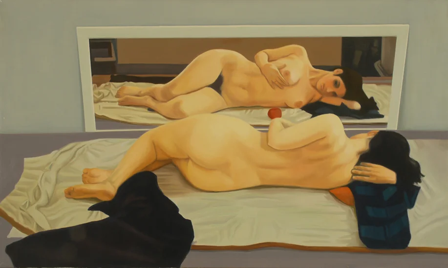    Touching(Blue Triptych),  1971, Oil on linen, 24" x 40"  
