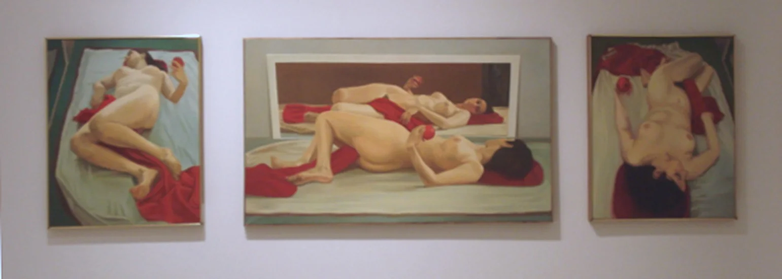    Red Triptych ,  1971, Oil on linen, 24" x 40" 