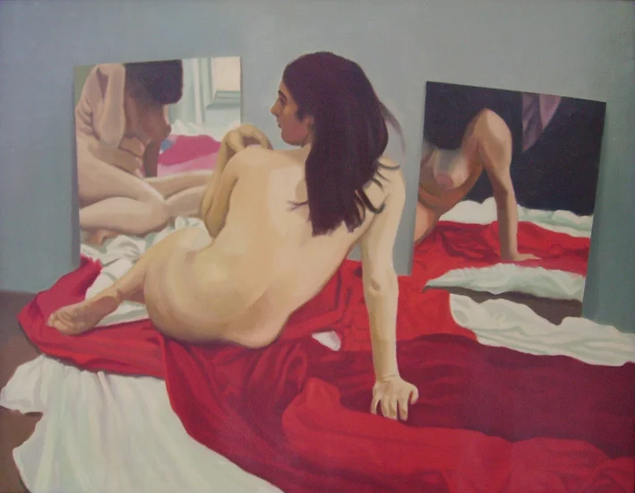    Two Mirror ,  1973, Oil on linen, 24" x 30" 