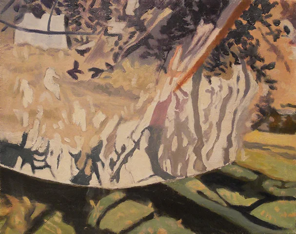 Apple Tree With Net , 1990, Oil on linen, 8" x 10" Sold