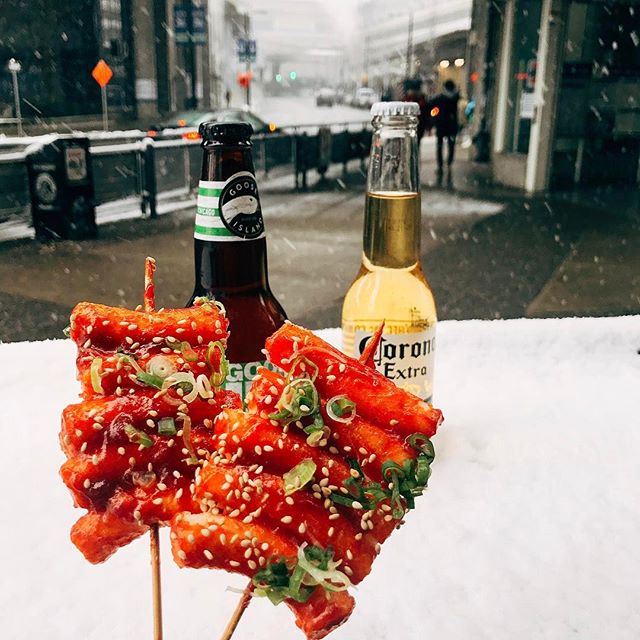 Have Rice cake skewers on snowy days! 🌨