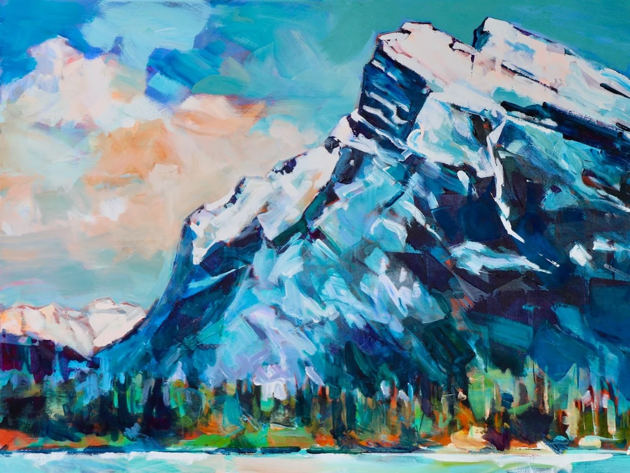 0718 | Mount Rundle 26 A | (diptych) | 🟢 AVAILABLE at studio |
36 x 48 inches | acrylic on gallery canvas