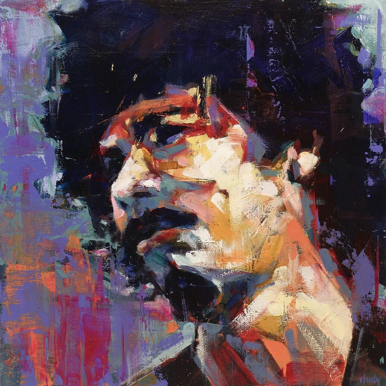0321_G_ | Carlos Santana  | 🟢 AVAILABLE at studio
24 x 24 inches | acrylic on 2 inch gallery cradled board