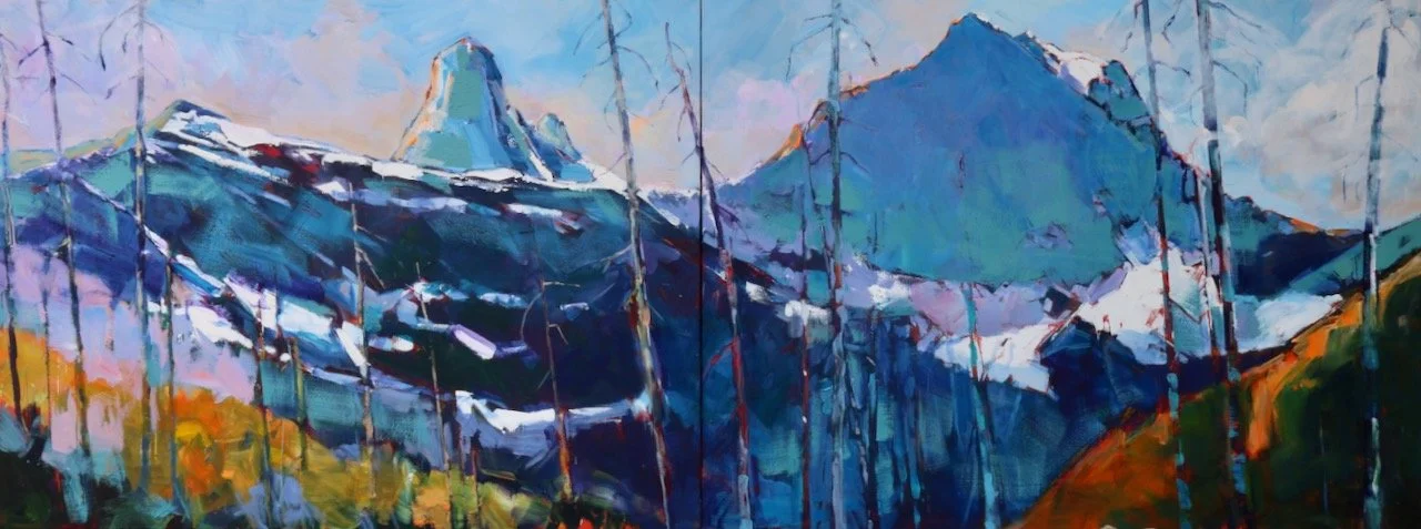 0710_ | Mount White Tail | diptych 2026 | with a Gallery | 36 x 96 inches | acrylic on gallery canvas |