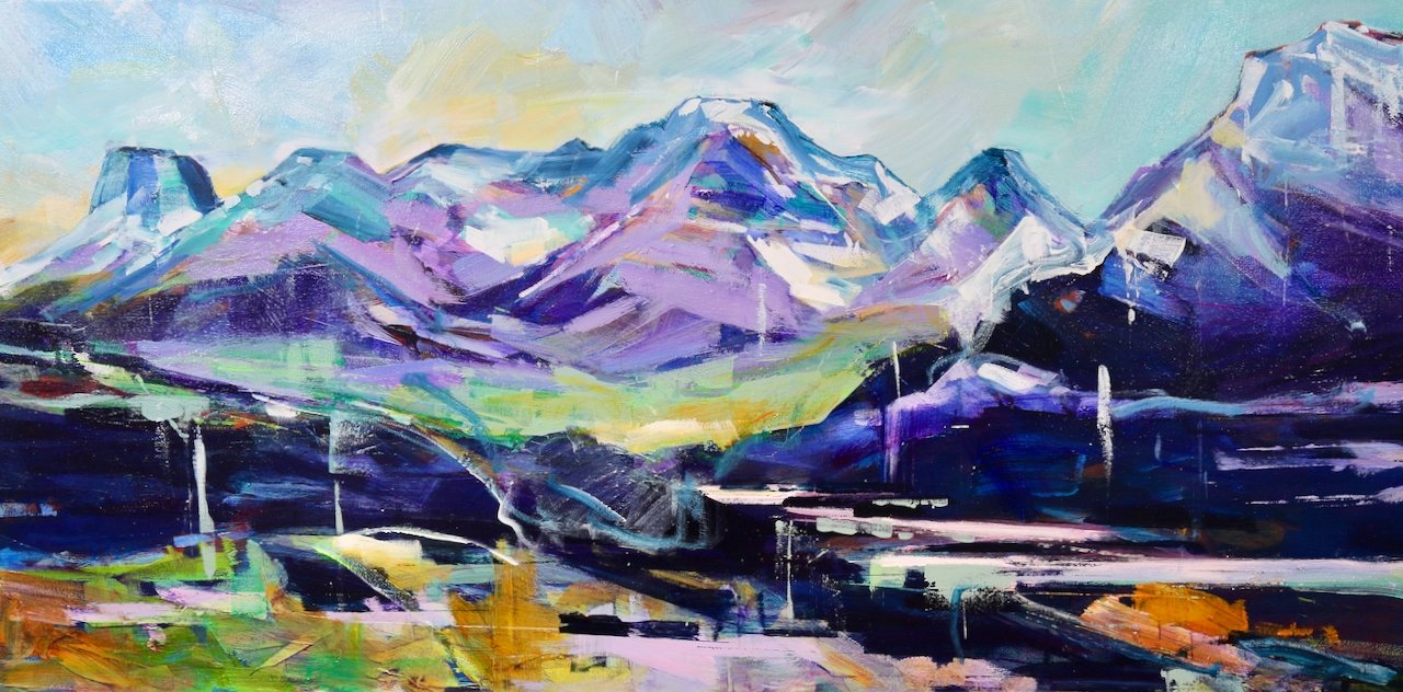 0581_D_26 | Saskatchewan Crossing
24 x 48 inches | acrylic on gallery canvas | (left) of diptych | 🔵 with a Gallery