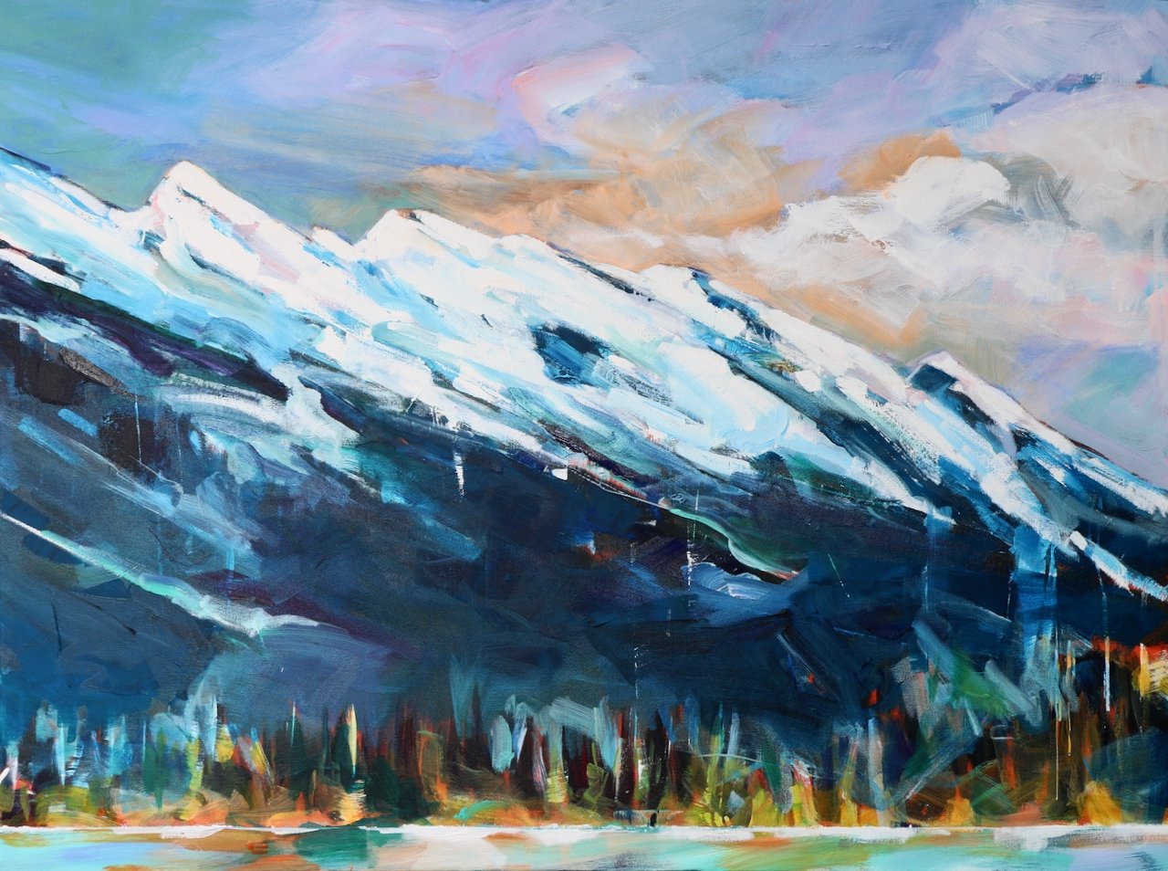 0718 | Mount Rundle B (right side) 2026 | 🟢 AVAILABLE at studio |
36 x 48 inches | acrylic on gallery canvas | (right side) diptych