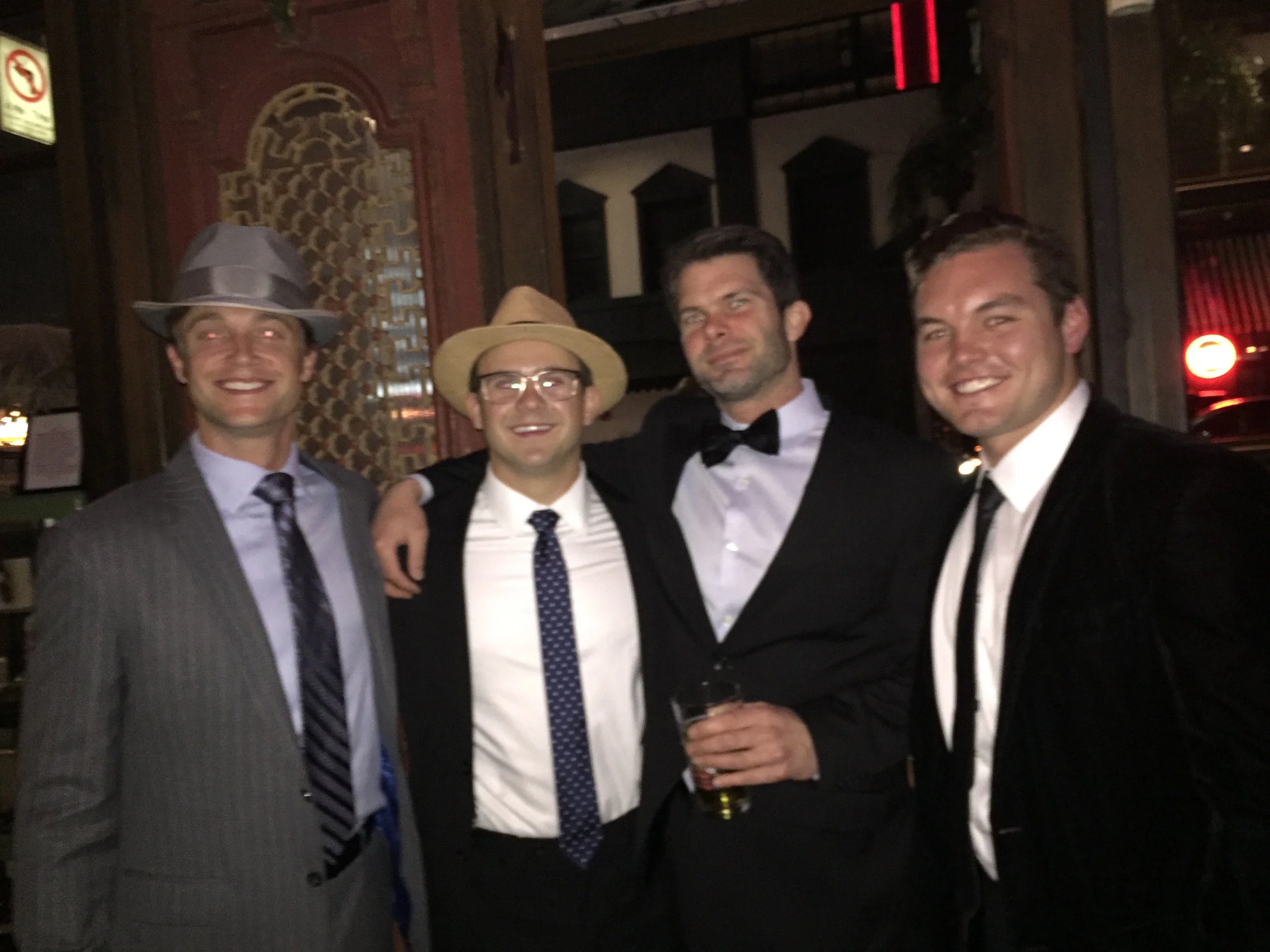 Josh Lord '04, Jake Ksendzov '17, Justin Capuano '03, and Christian Wherly '17 at the 2017 Paddy Murphy Brotherhood and Alumni night in Los Angeles. 