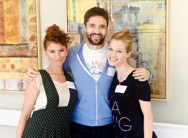 Nikki McCauley, Topher Grace and Ashley Hinshaw sharing lots of laughs with everyone at Kaiser Hospital