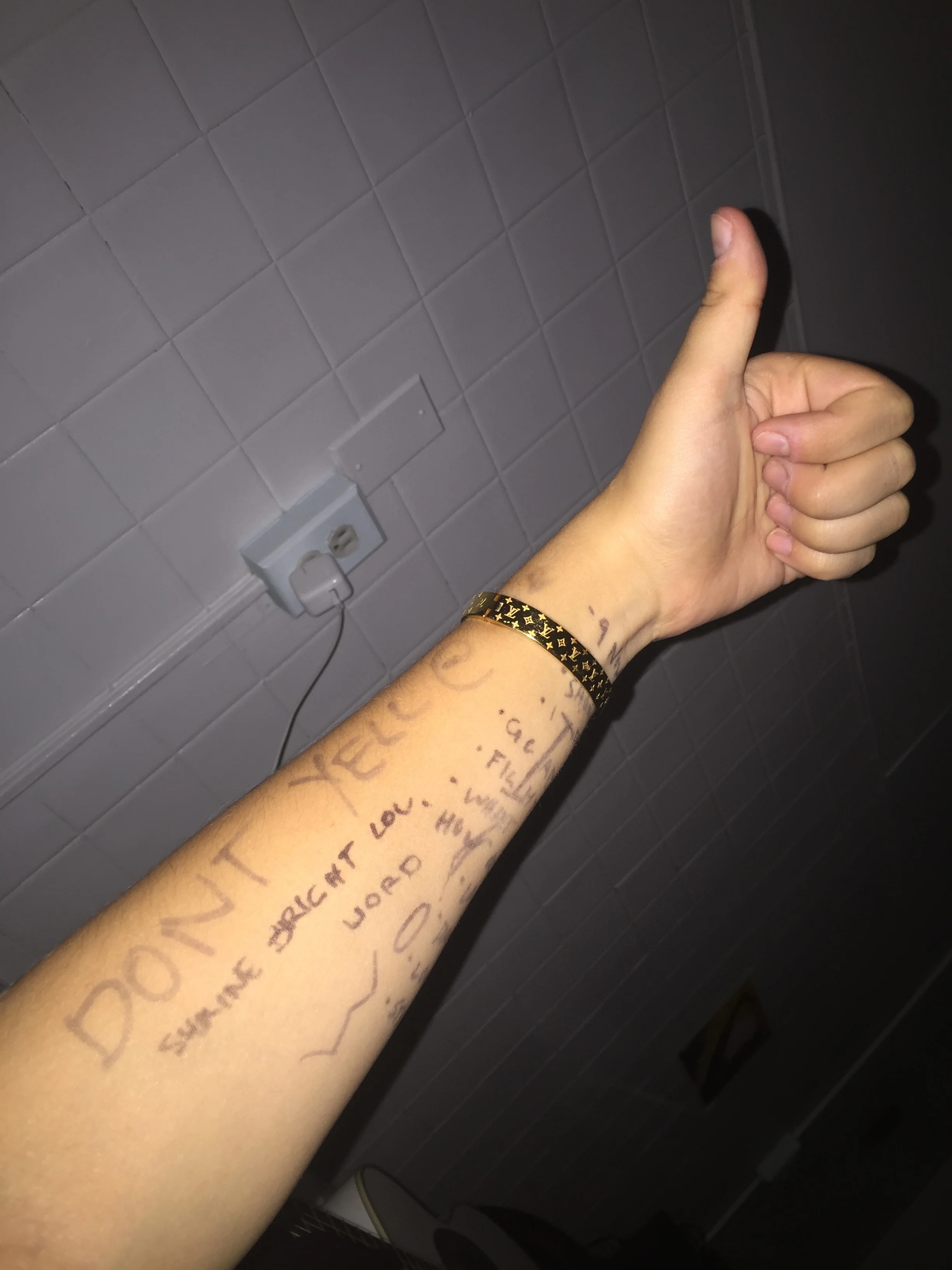 monday august 7th, 2017 - played a set at a venue called shrine so i thought shrine bright was funny - also says "don't yell @ me" - no one does, but i like the sentiment
