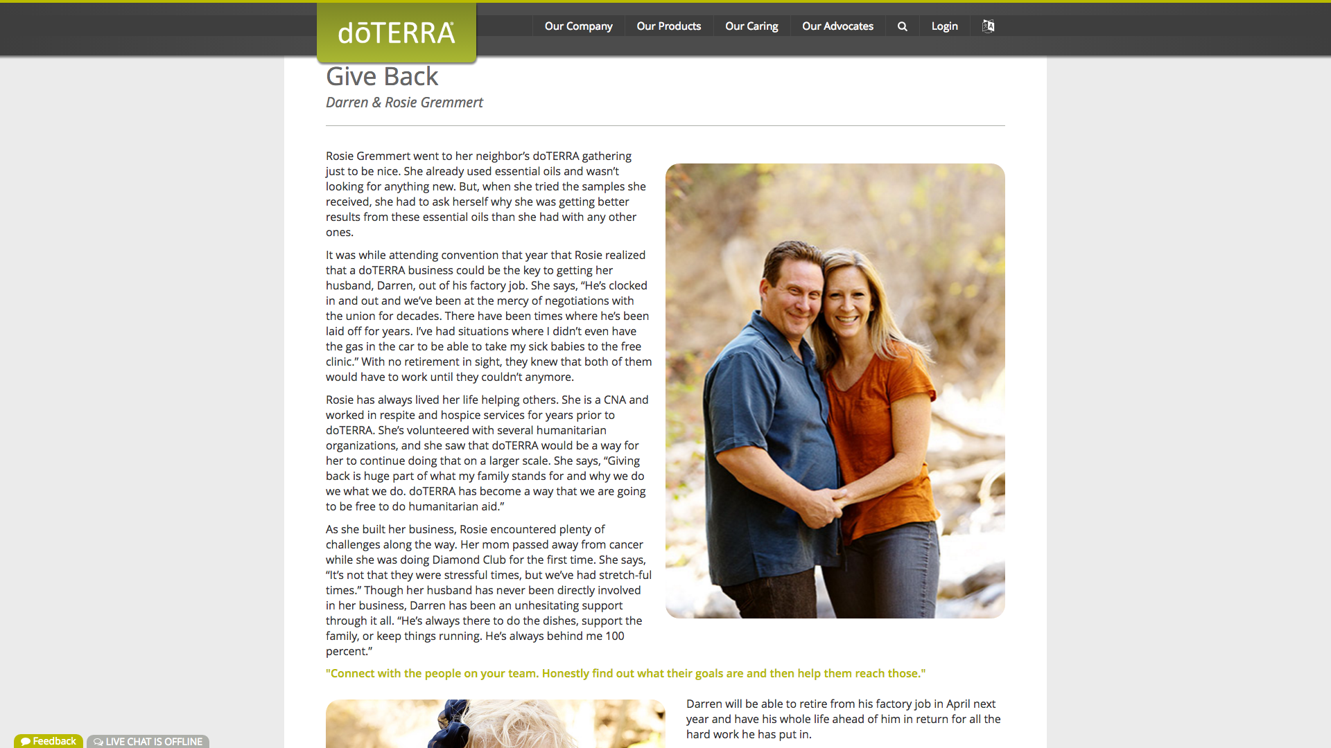 Rosie has been featured in the dōTERRA leadership magazine. Click here to read it online!