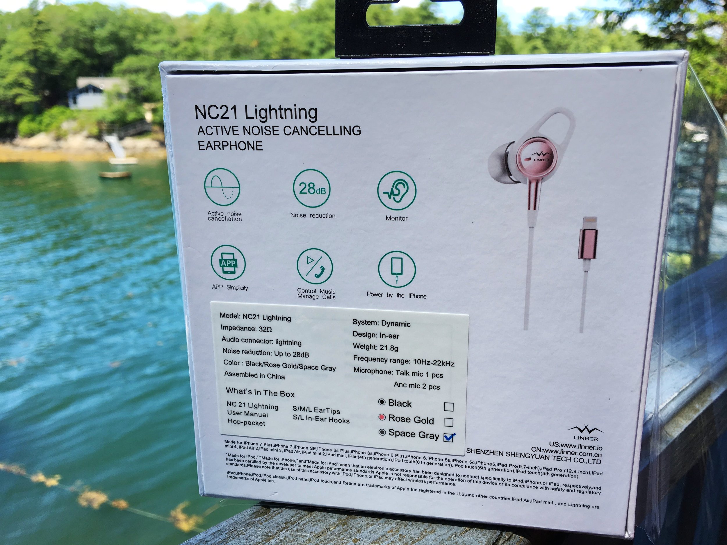 Fig. 2: Rear view of Linner's NC21 Lightning EarBud product technical specification
