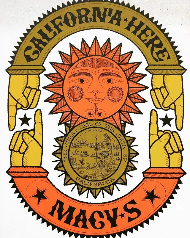 Walter Einsel. California Here (Macy&rsquo;s). Tabletop display board, 1960s.
.
.
.
#waltereinsel #naiadeinsel #naiadandwaltereinsel #illustration #vintageillustration #vintageadvertising #1960s #california #macys @macys