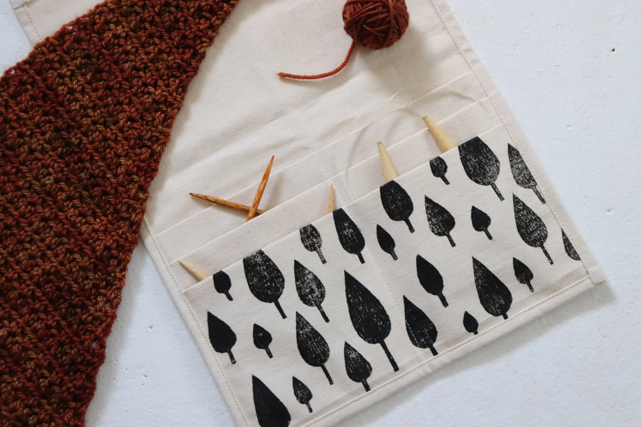 Handprinted Tool Roll / Tree Forest