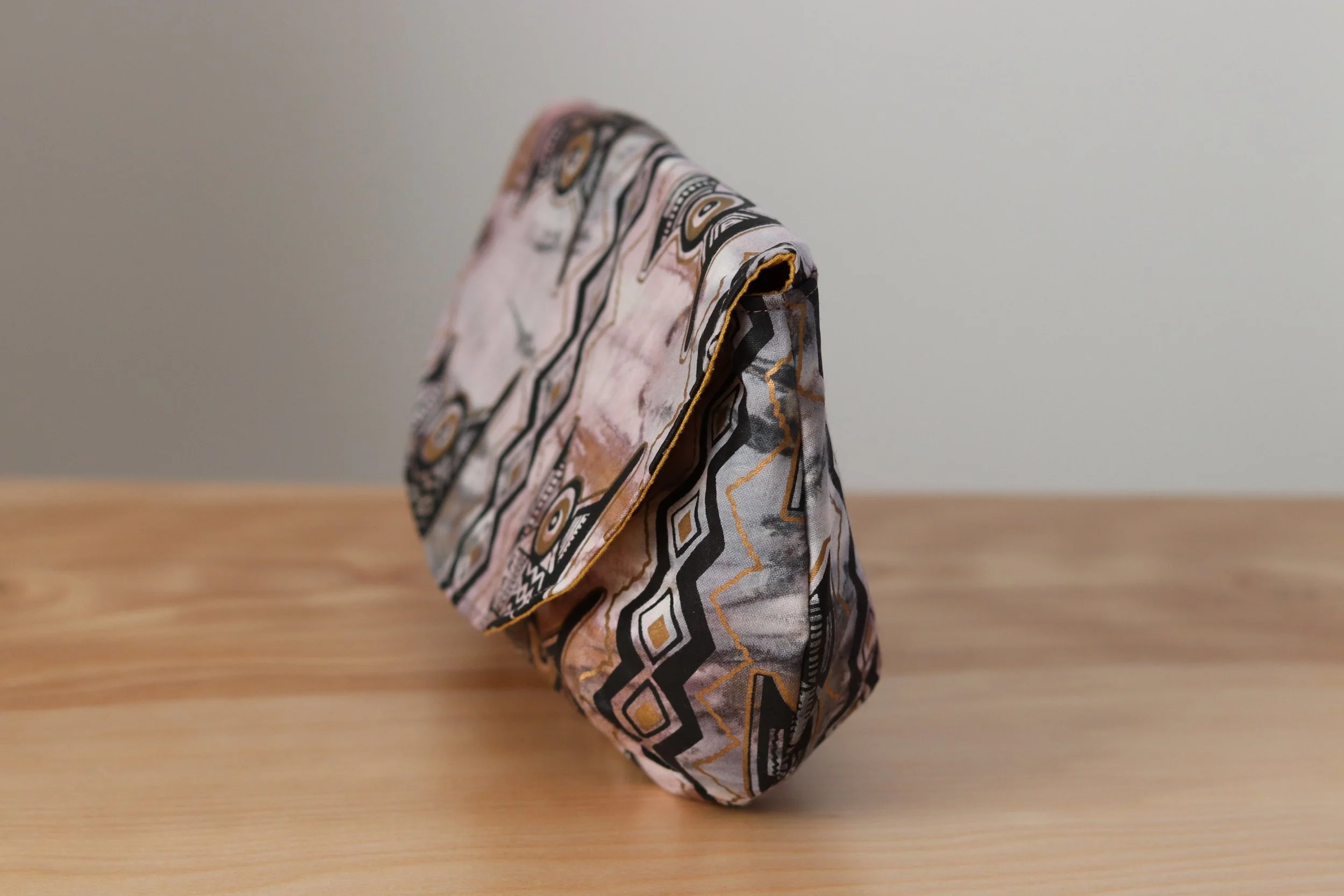 Magnetic Snap Notions Pouch / Purple Gray Boho