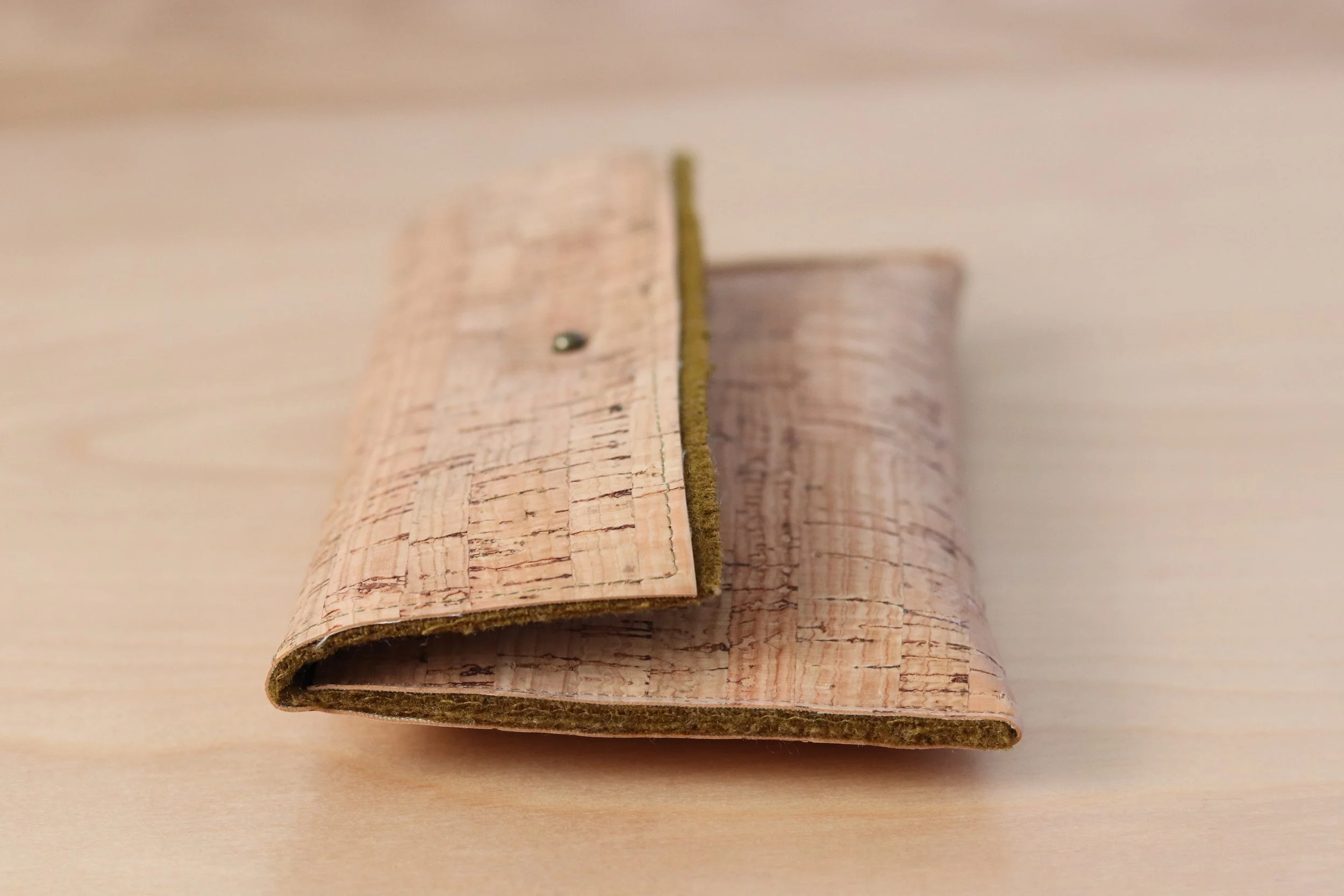 Cork Tool Pouch with Moss Green / Button Closure