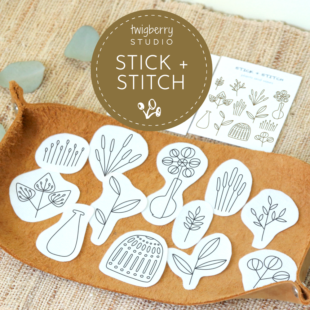 Peel, Stick, and Stitch Hand Embroidery Pattern - Florals - Stitched Modern
