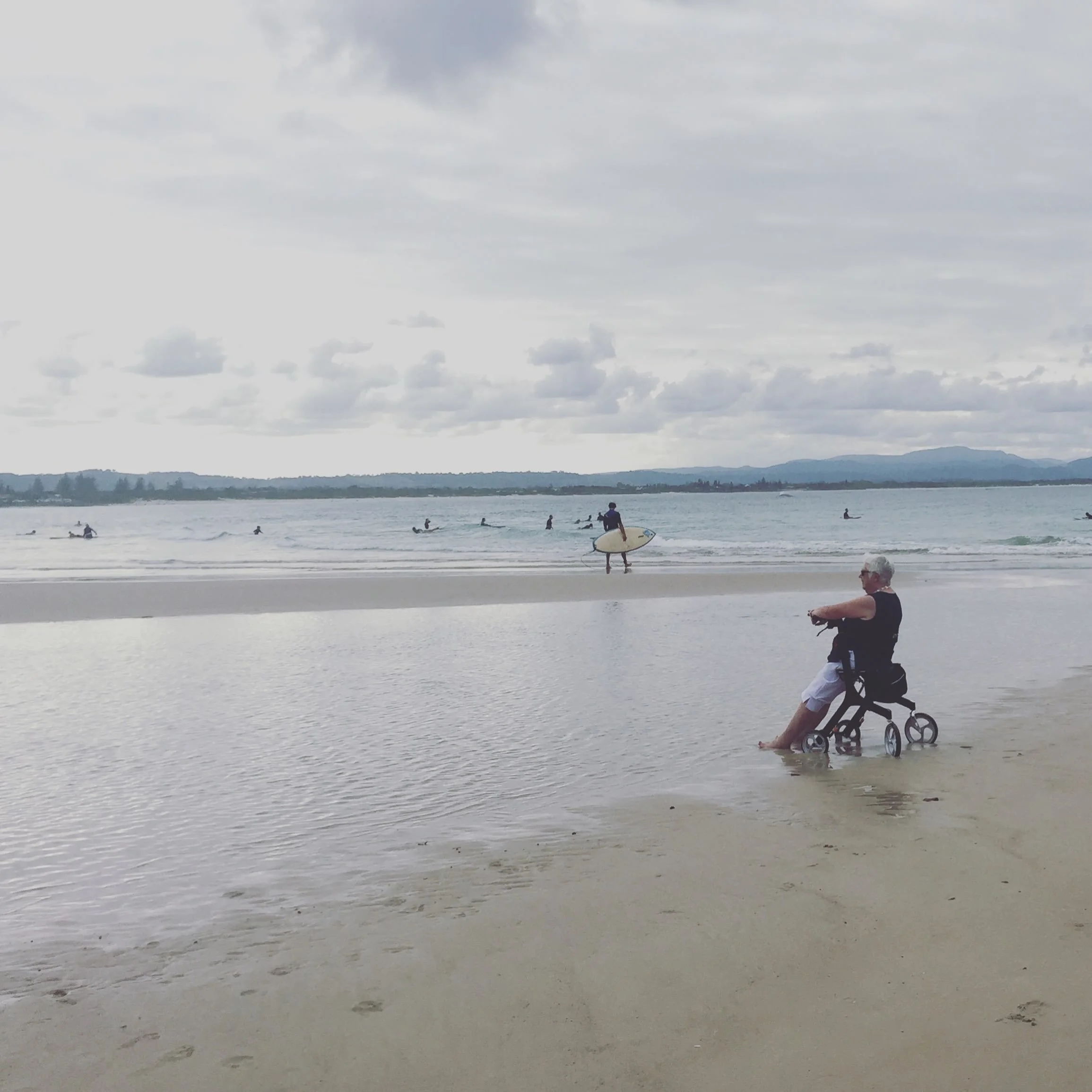 Bette at the Pass, never happier than with her toes in the ocean. Such a big life. Loved by all. Smart, stoic, kind and funny. Glad she is free and at peace now. 🙏🏽 # love 🧡