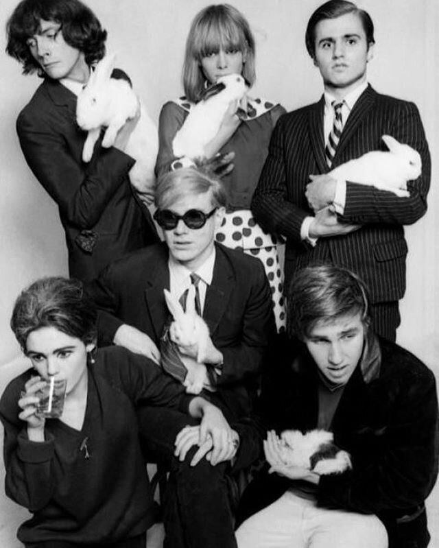 Sweet bunnies hanging out with Andy Warhol and his crew 🐇 .
.
.
.
.
#andywarholandbunny #artistsandpets #celebritiesandpets