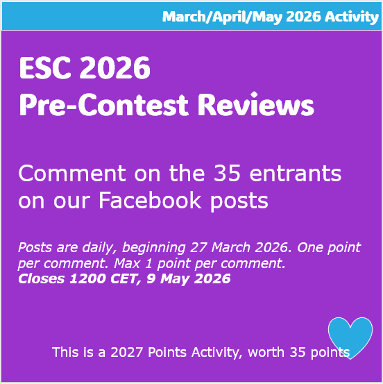Comment on the 35 entrants on our Facebook posts. Posts are daily, beginning 27 March 2026. Closes 1200 CET 9 May 2026. This is a 2027 Points Activity, worth 35 points.