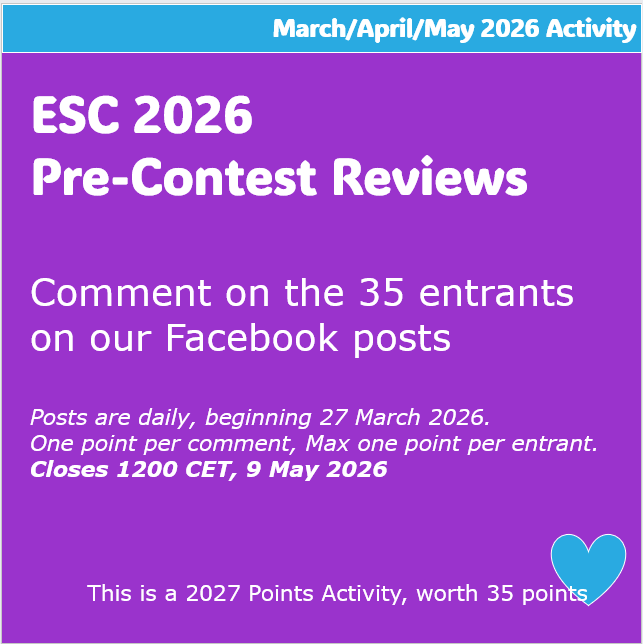 Comment on the 35 entrants on our Facebook posts. Posts are daily, beginning 27 March 2026. Closes 1200 CET 9 May 2026. This is a 2027 Points Activity, worth 35 points.