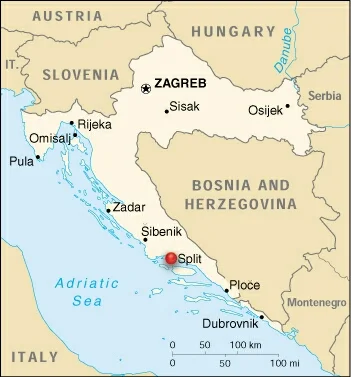 Ubicación de Split en Croacia