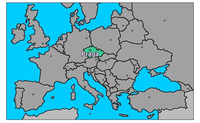 Ubicación de Praga en Europa