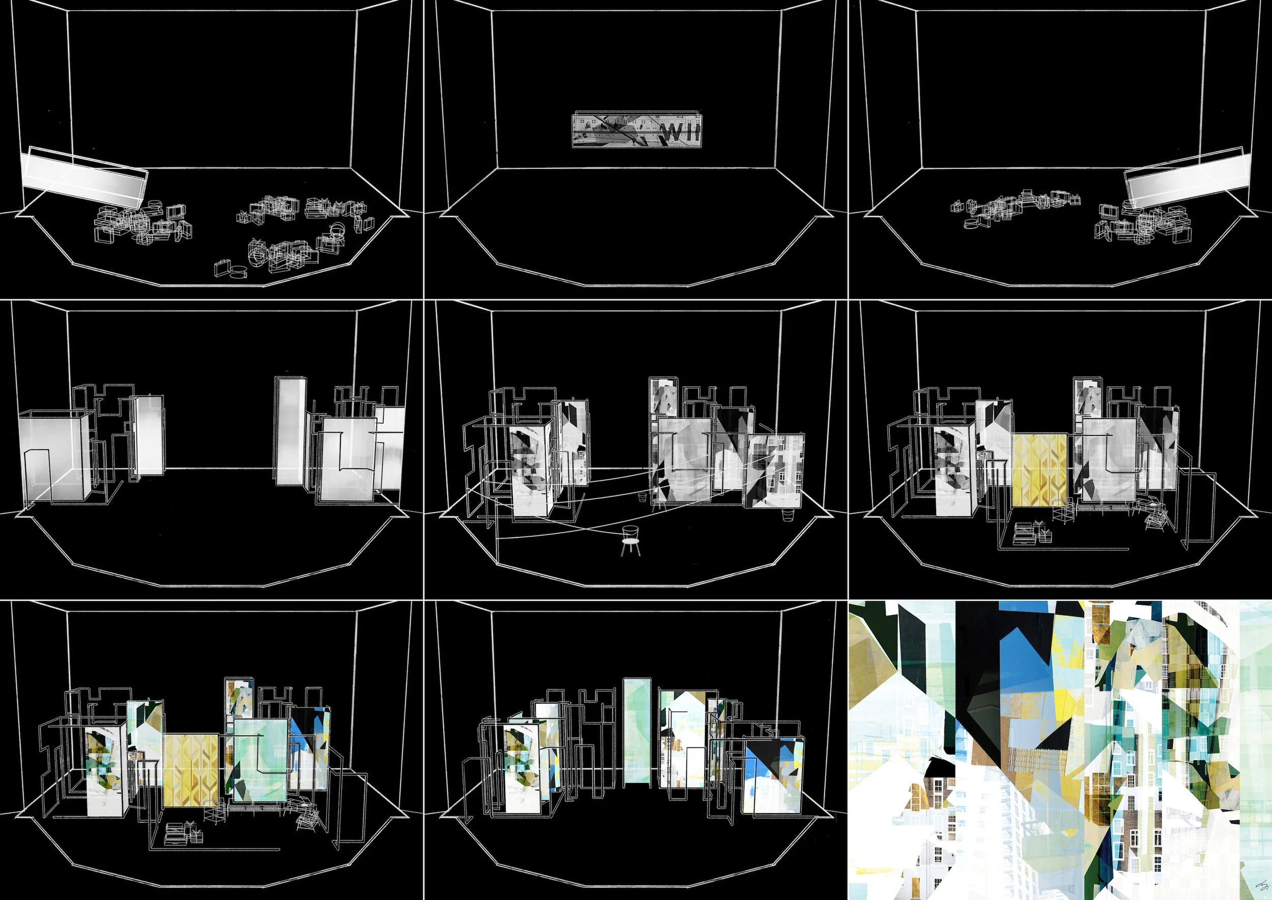 Storyboard and découpage of projected collages