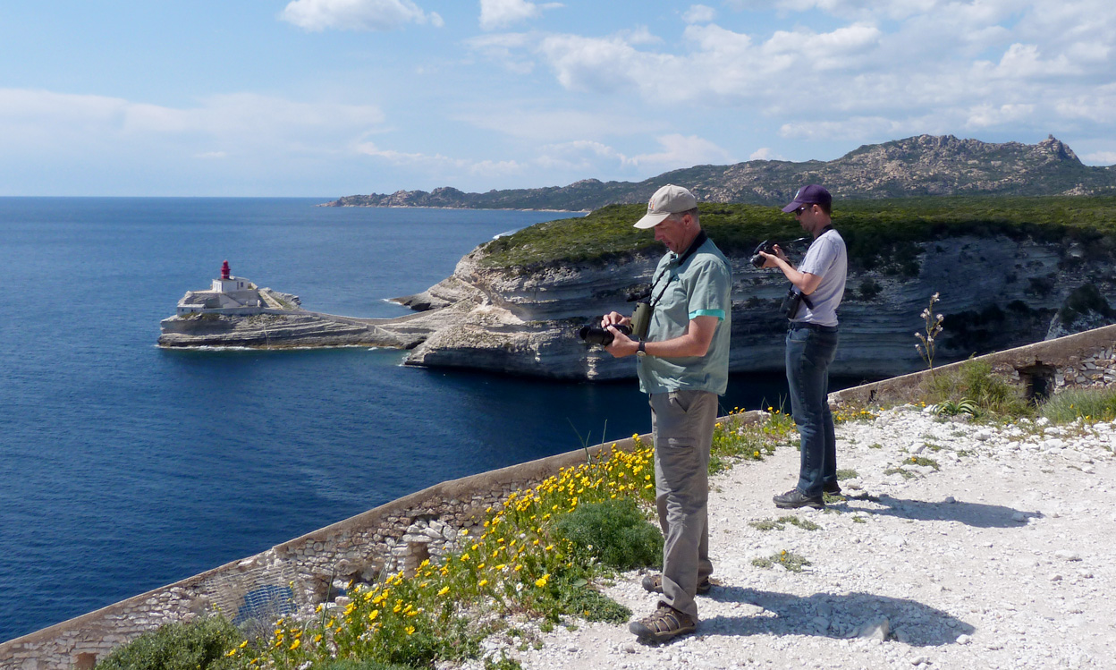 On the headland by Bonifacio Cemetery, looking out to Madonetta Lighthouse