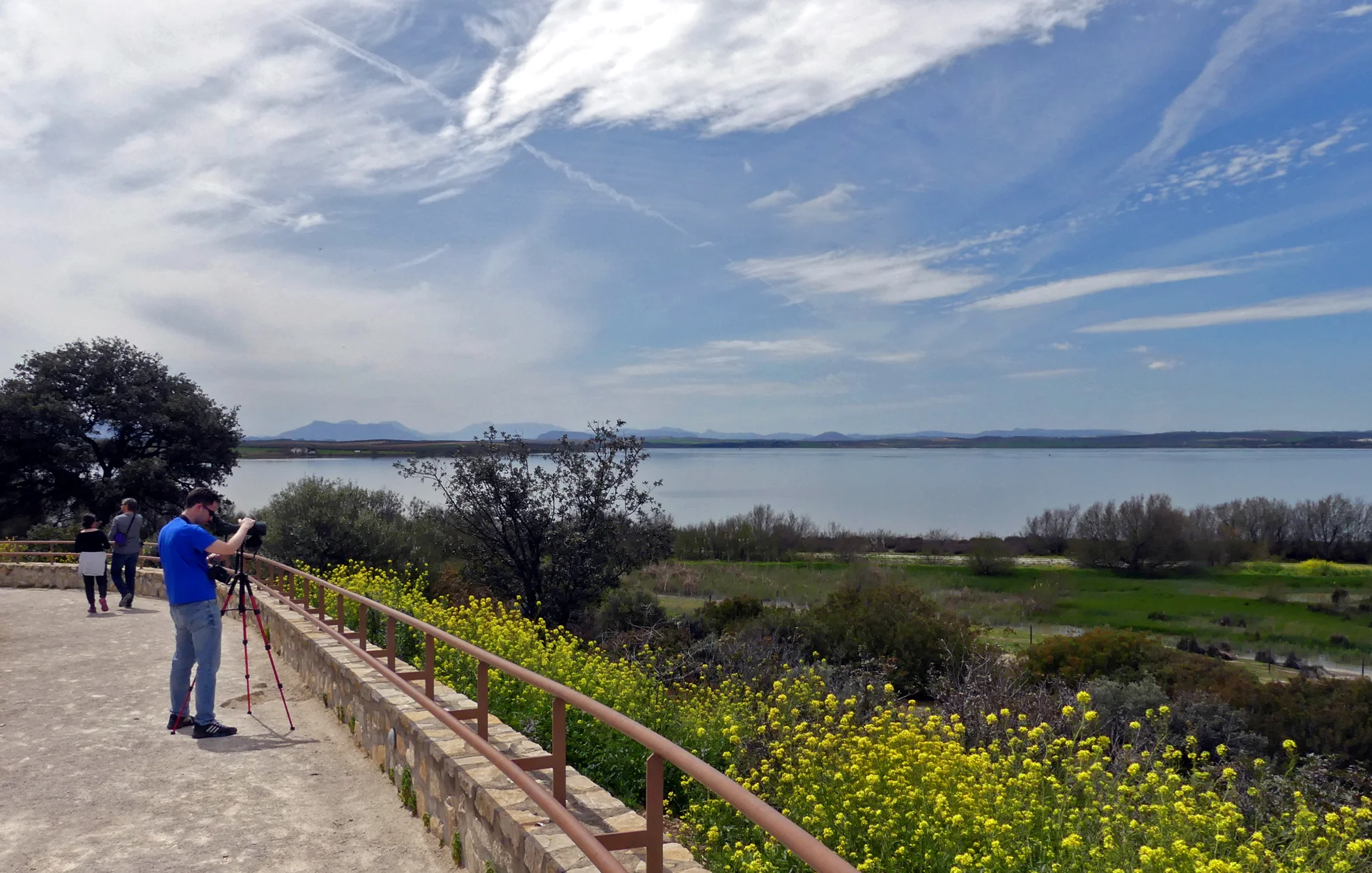 Ian 'scoping the lake from the Fuente de Piedra visitor centre