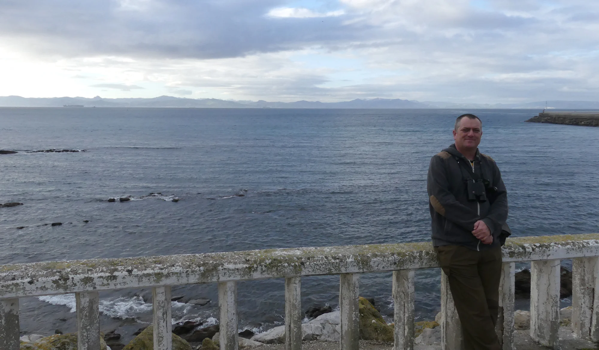 At the southernmost point of mainland Europe with Morrocco, Africa behind.