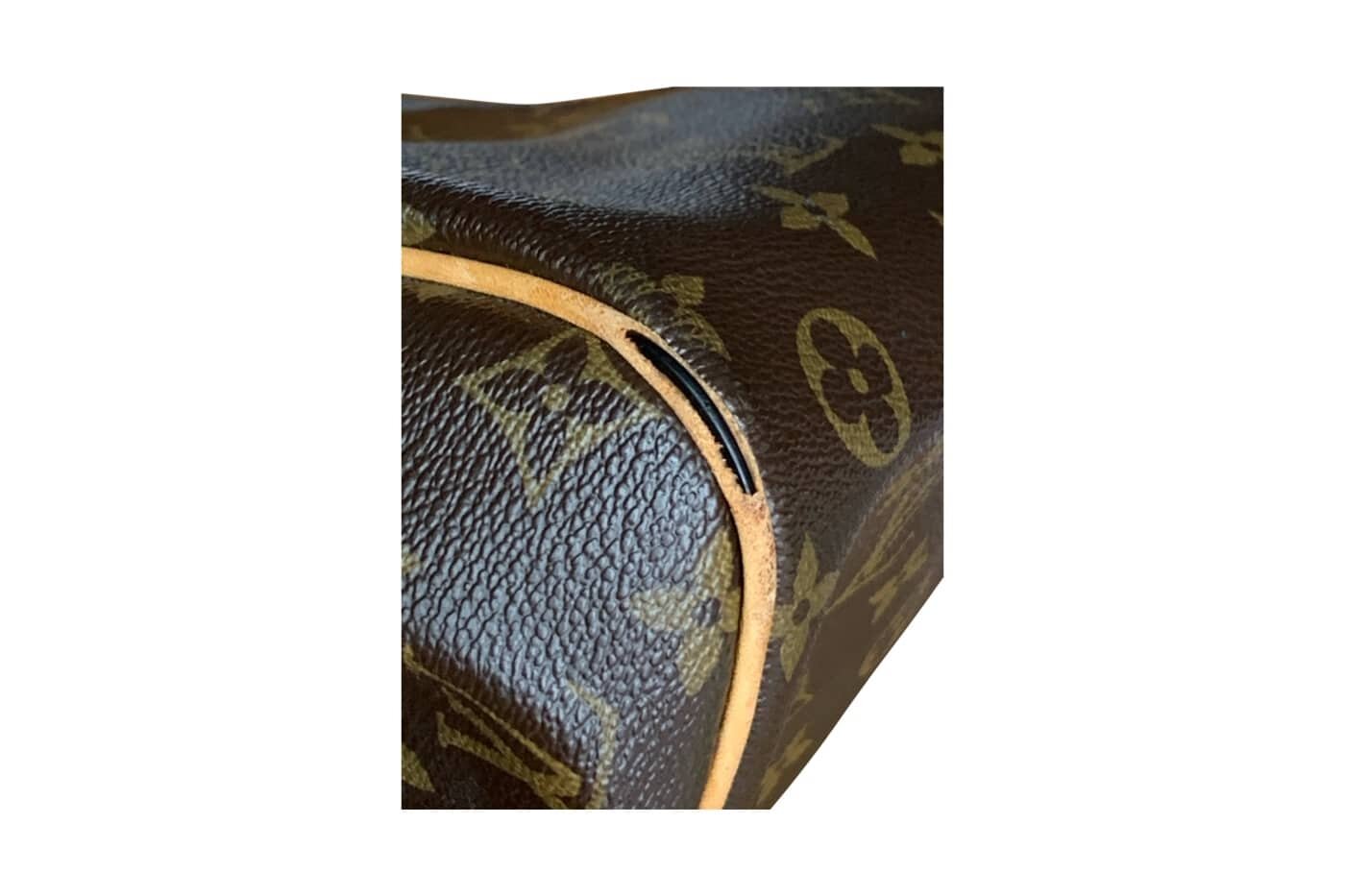 We repaired the piping around the edges of the Louis Vuitton bag. Snap a  picture with your smartphone and text it to us for…