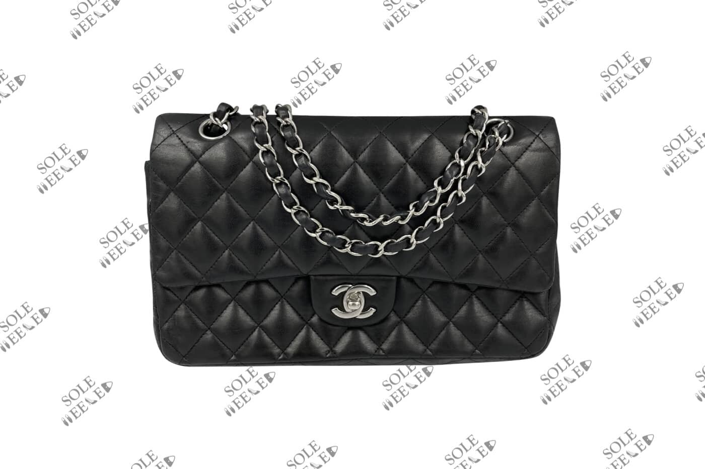 Vintage Chanel Leather Tote with Quilted Bottom & Chain Strap- Free  Shipping USA