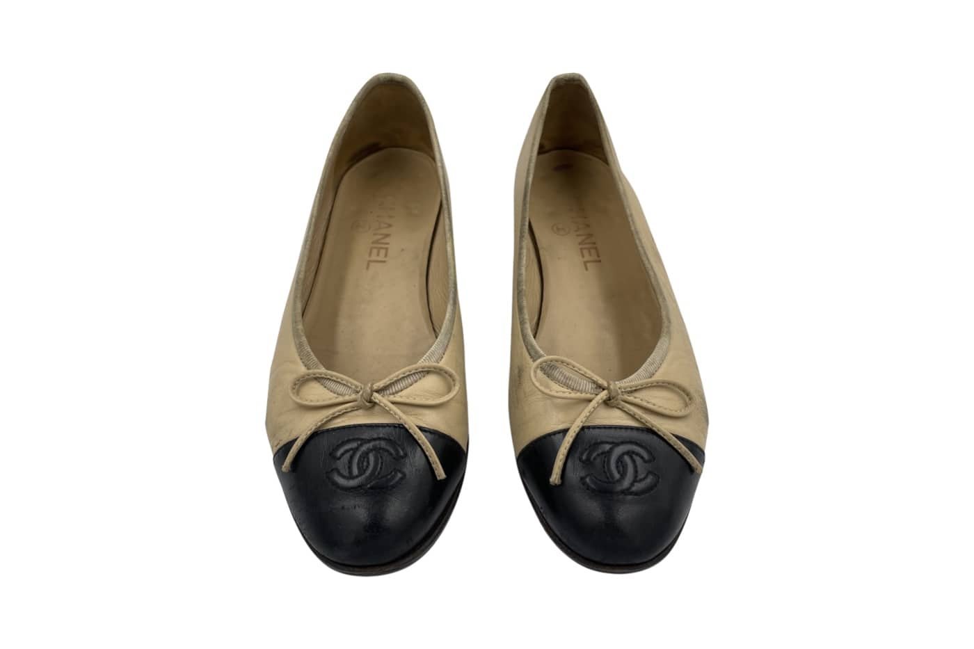 Chanel Tweed Sequin CC Cap Toe Ballerina Flats Size 9 - Consigned