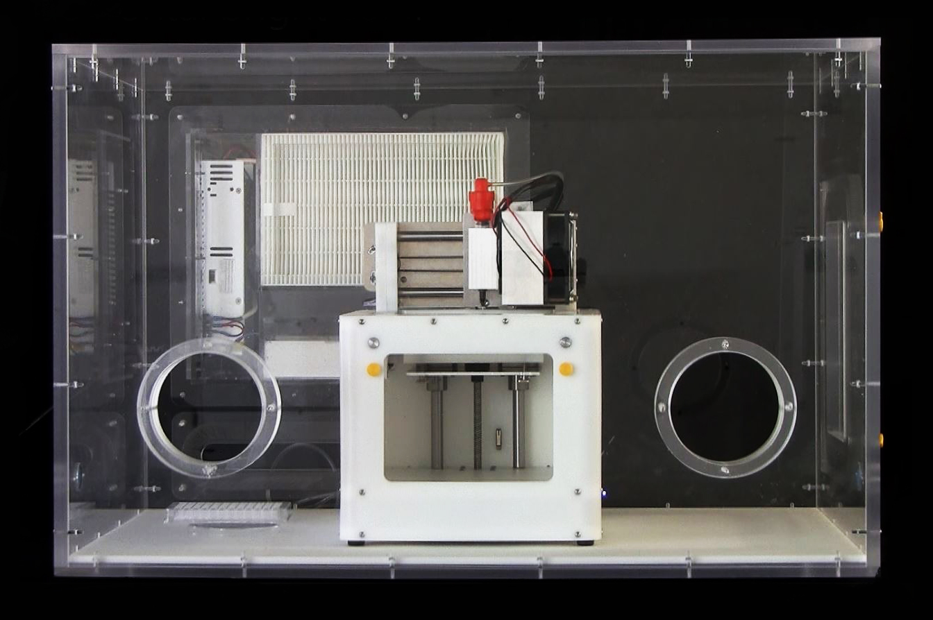 Jimmi Bio Printer and positive pressure sterile glove box, equipped for liquid collagen printing