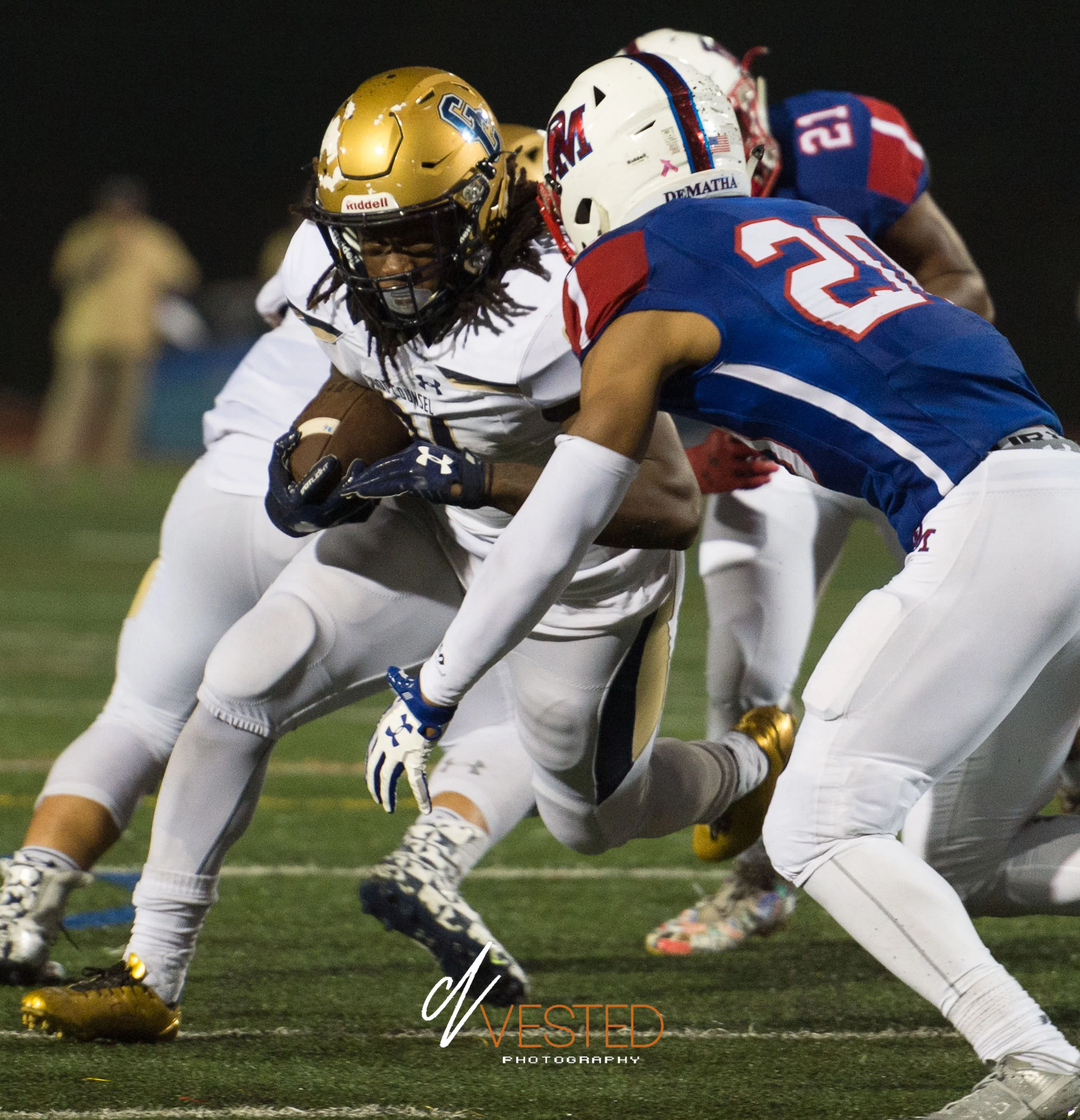 Good Counsel defeats Dematha in overtime 20-14 at the PG Sports and Learning complex (10/13/17).