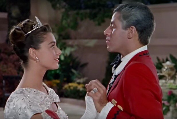 Anna Maria Alberghetti and Jerry Lewis dance a bit in &ldquo;Cinderfella&rdquo; (1960). Join us on the podcast Monday for our discussion of this charming twist in a fairy tale.
.
#dancing #princess  #cinderfella #1960s #madmen #jerrylewis #edwynn #ju