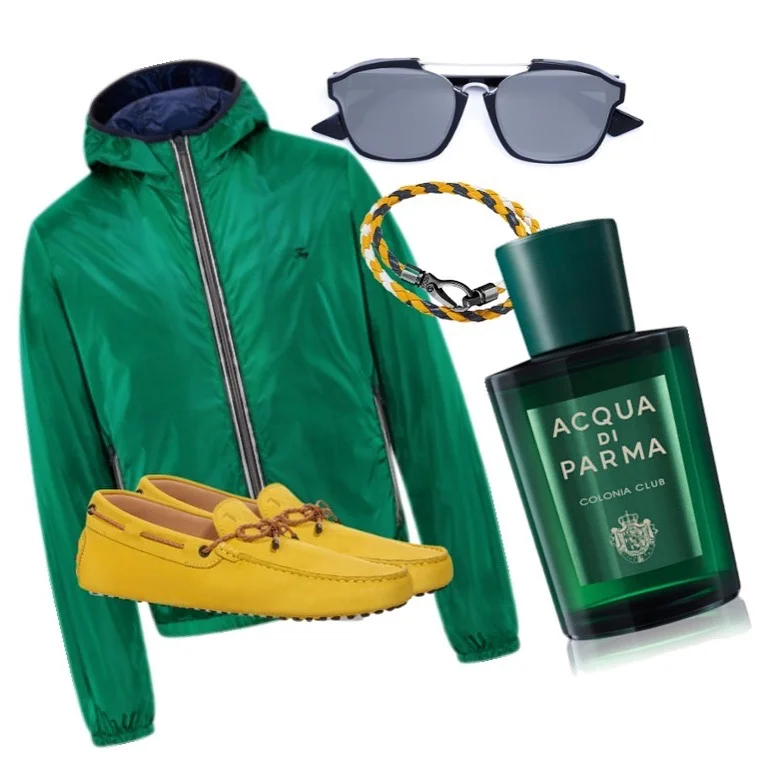 Inspirational Set composed on Polyvore - Bomber Jacket by Fay, Driving Shoes by Tod's, Bracelet by Tod's &nbsp;@TheLuxer.com - Fragrance by Aqua di Parma @Barneys.com - Sunglasses by Dior @TheWebster.us&nbsp;