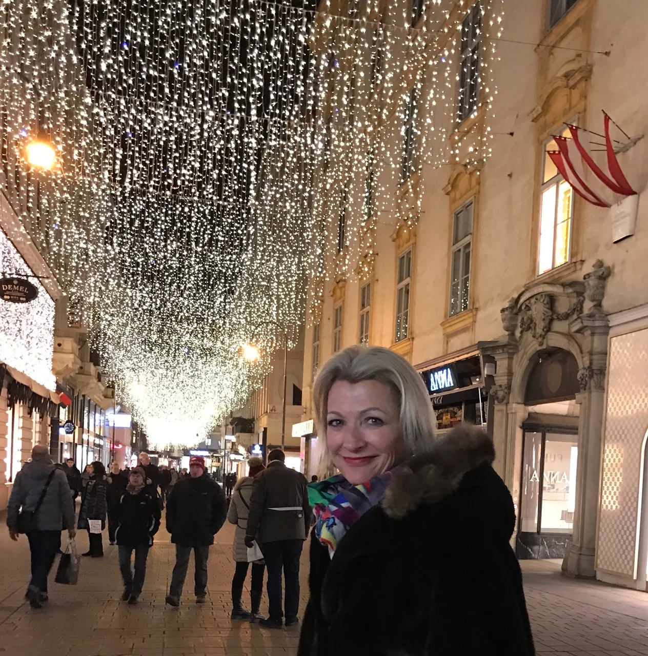 The magical Christmas lights above the "Kohlmarkt" in Vienna!&nbsp;