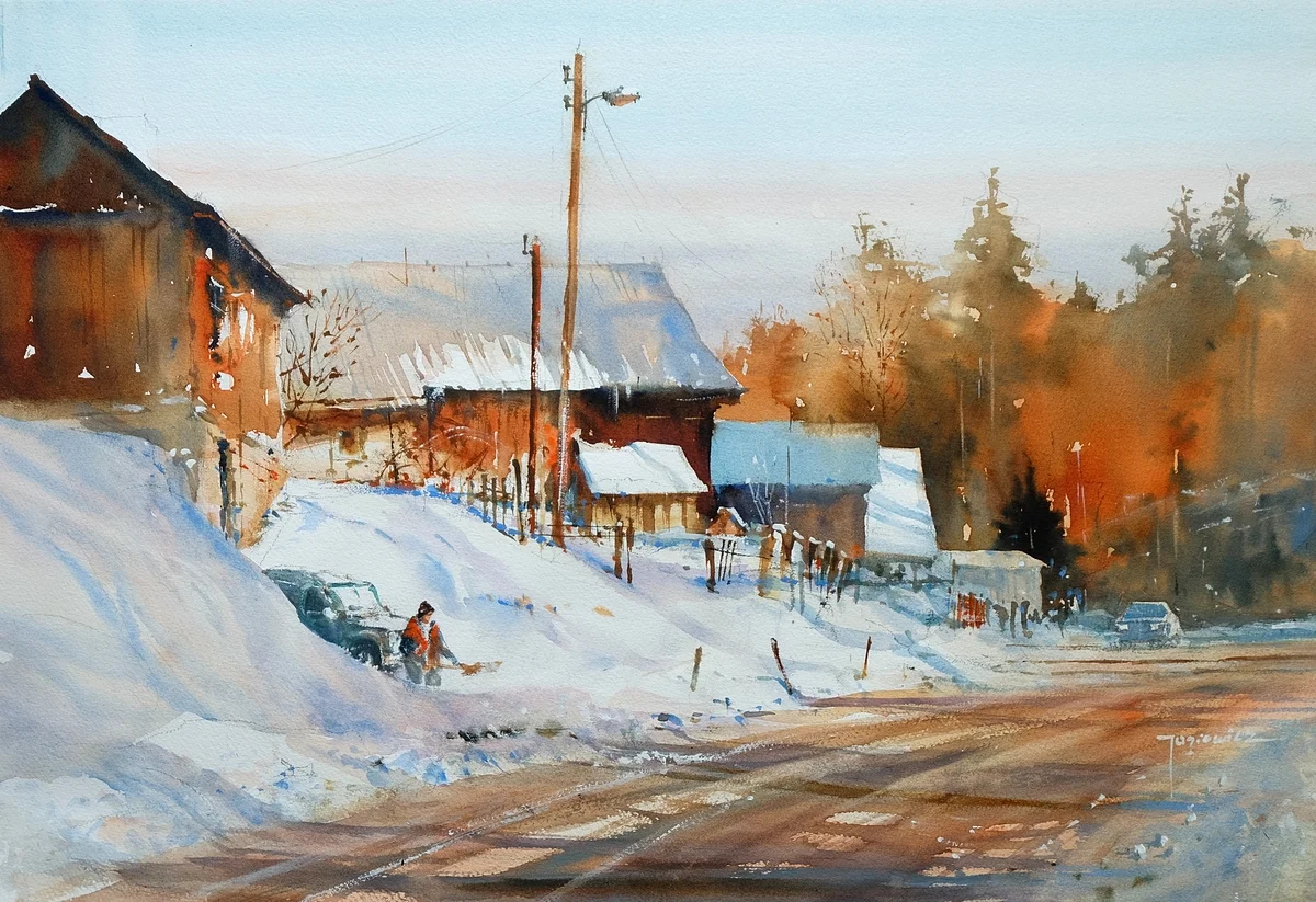 Winter in the countryside. 35x54 cm