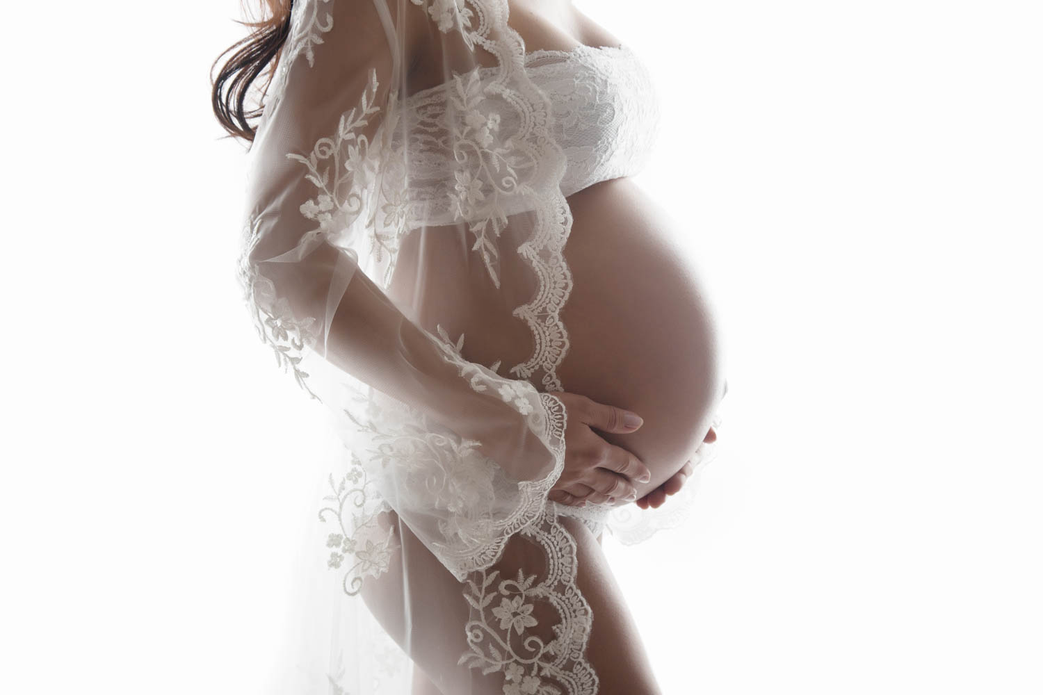 Lace robe maternity photo