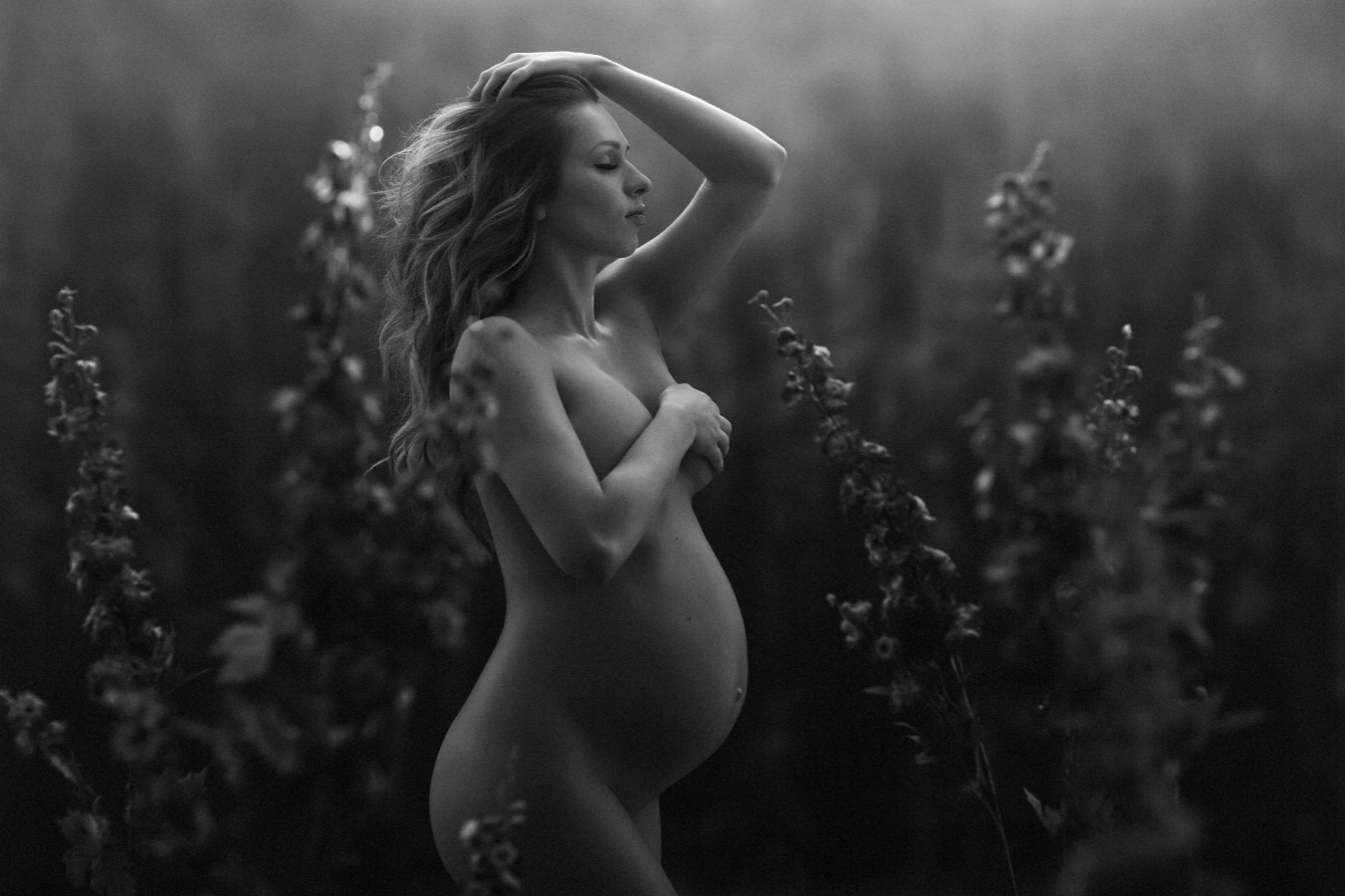 Fine Art Pregnant Woman Nude Form Stock Photo