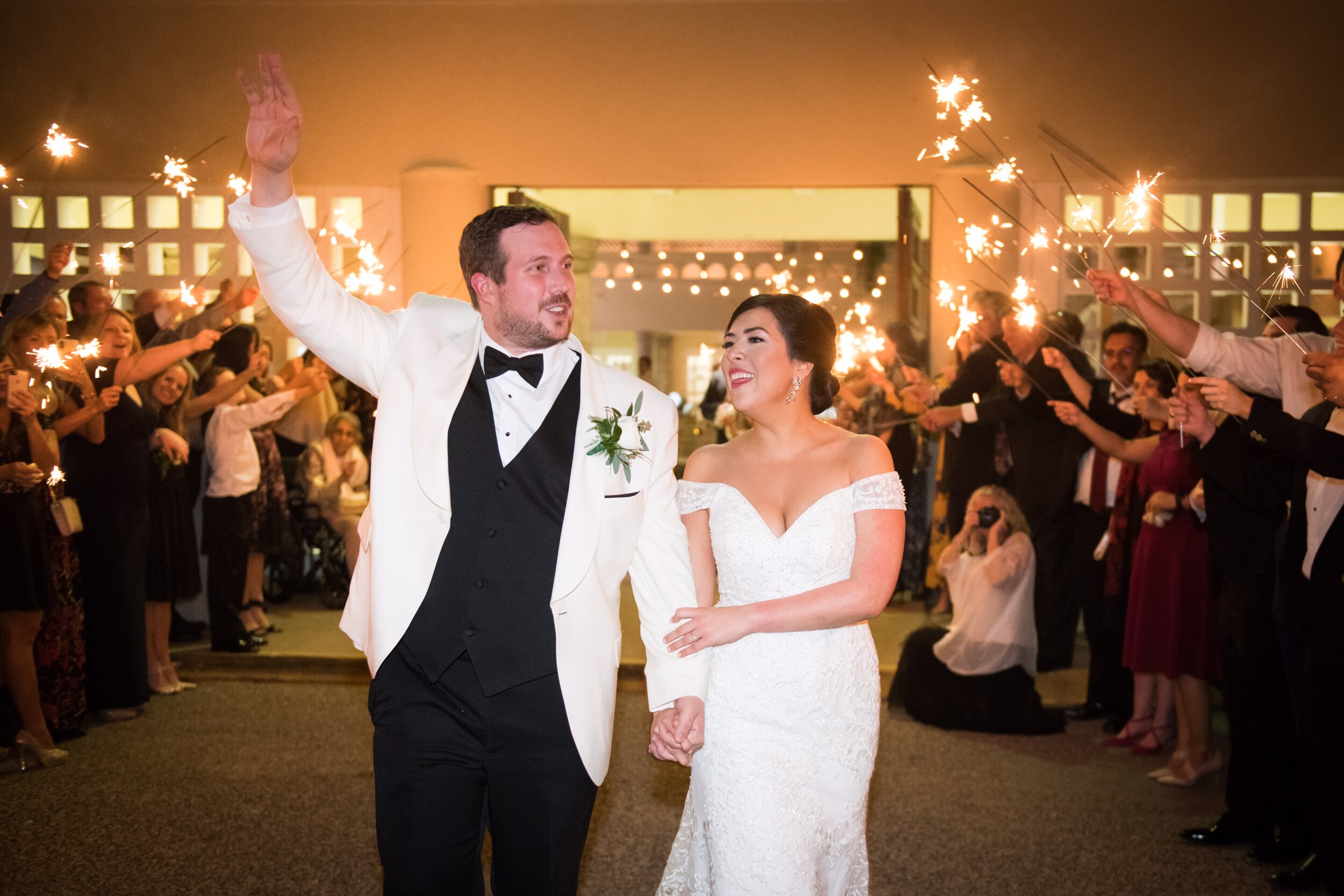 Bride and Groom sparkler exit wedding portrait l www.avenueievents.com.jpeg