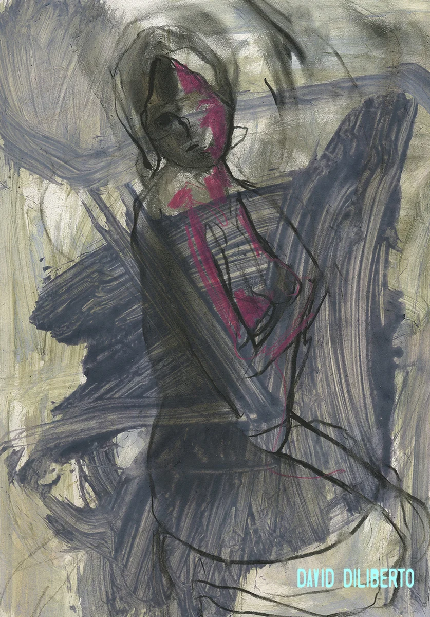  Acrylic, Ink, Charcoal on Paper  9"x12" 