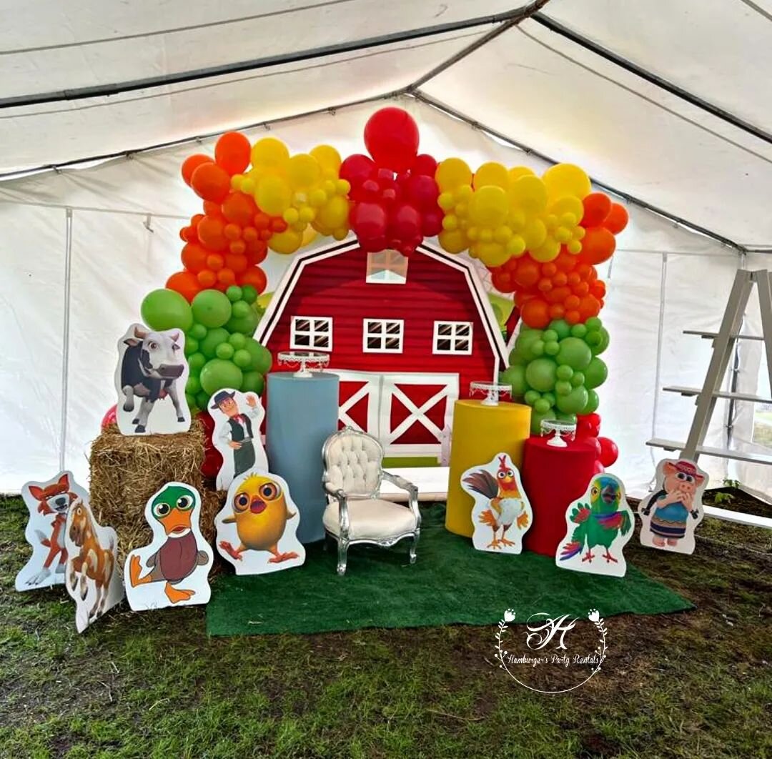 Welcome MAY 🌞 🌼 
La Granja de Zenon 1st Birthday Celebration 🐄 🐴 🐔 🐥 
Balloon Arch 🎈 
Columns with covers ✔️ 
Kids Throne 👑 
Wooden Dessert Stand 🍨 🍩 
Contact us for your next special event ✨️ 
Decorations-Party Rentals-Balloon Decor &amp; 