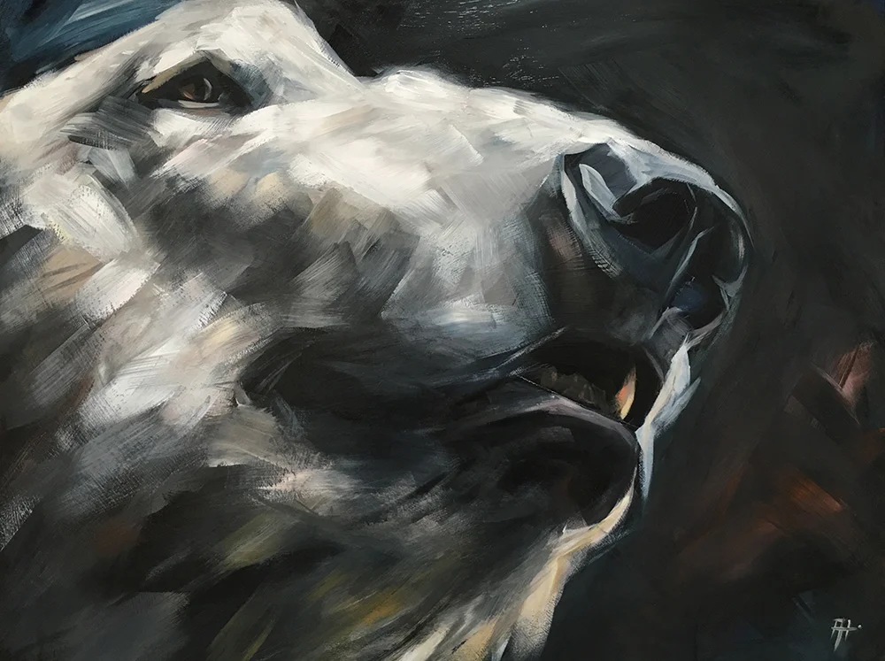 Nikita (Polar Bear II) | 24" x 18" | Acrylic on Mylar | Available | <a href='http://www.aimeehoover.com/contact-2/' onclick='return true;'>Inquire about this painting</a>
