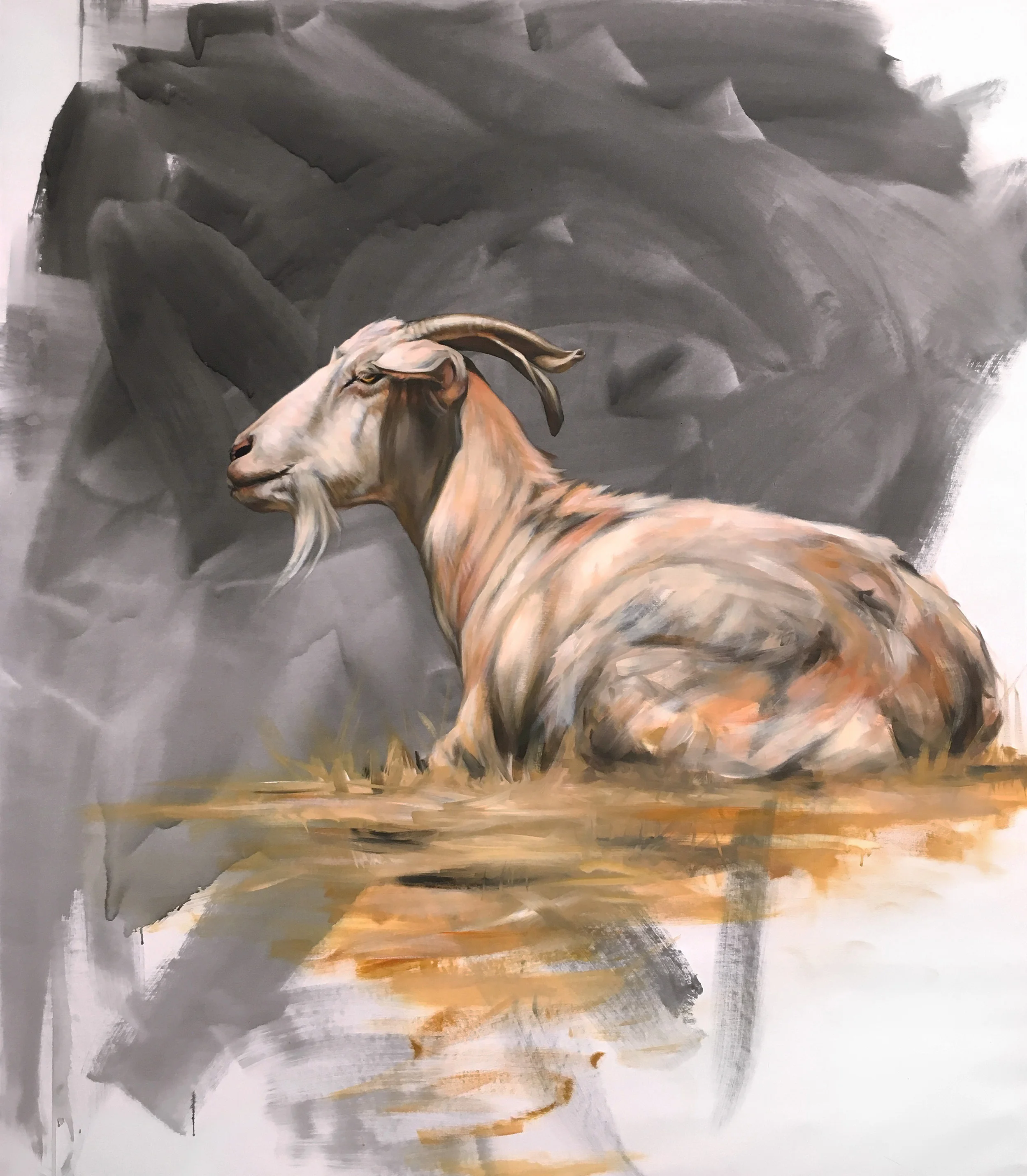 "When We Didn't Care at All About Time Going Fast" (Languid Goat) | 2018 | 52" x 60" | Acrylic on canvas | Available