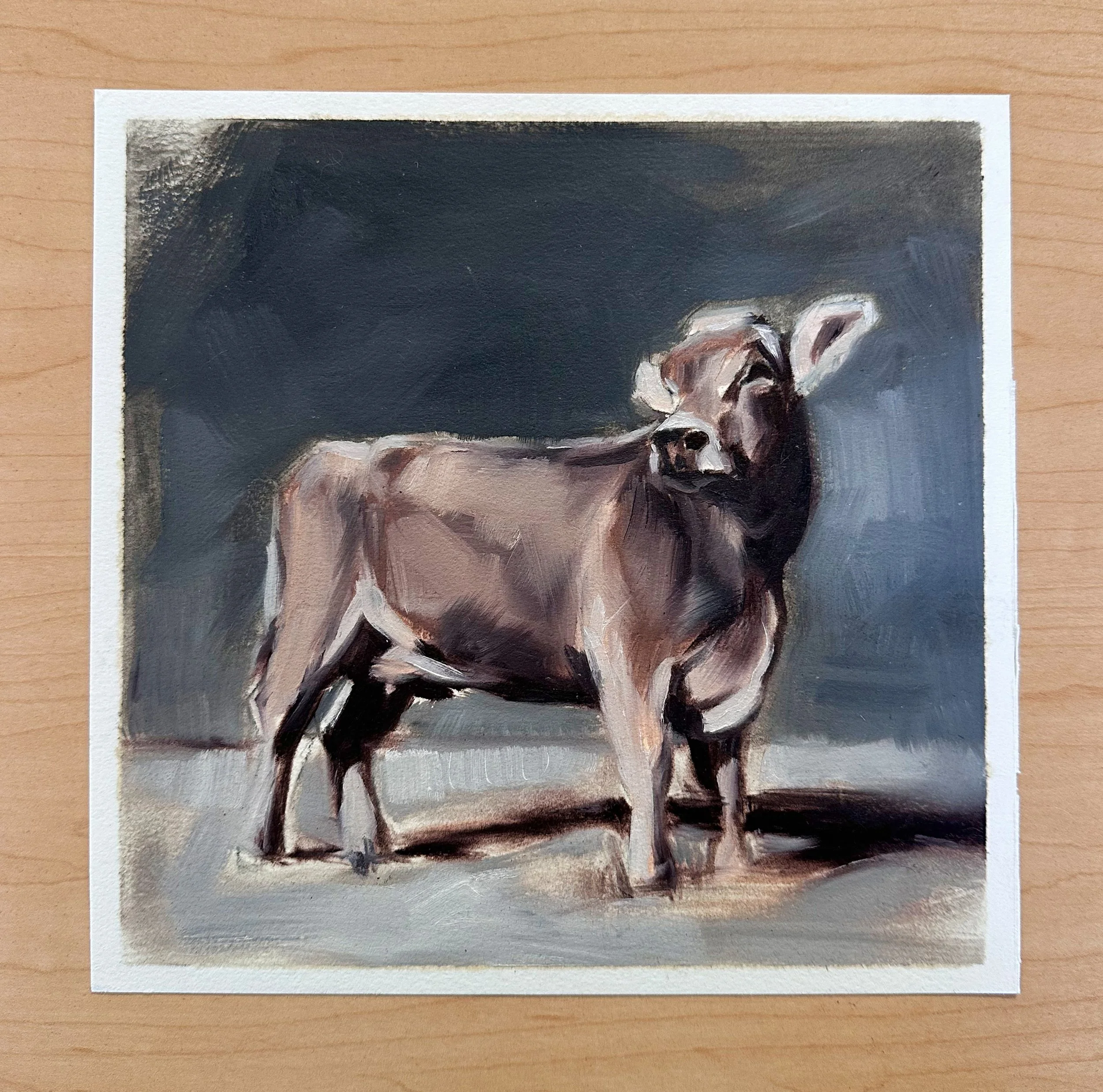 Hoover Swiss Cow Study 9x9 Oil on Paper Full Table.jpg
